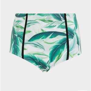 New!‎ Torrid sz 4 Green Palm Print High Waist Bathing Swim Suit Bottom 4X